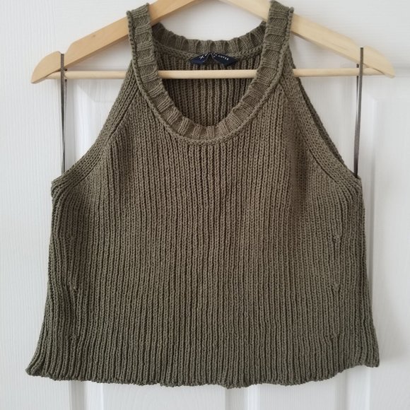 Vintage 1990s Y2K cropped knit tank top - Picture 1 of 5